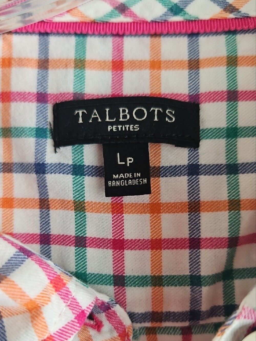 Talbots White Multicolor Plaid Button-Down Shirt - Picture 2 of 3